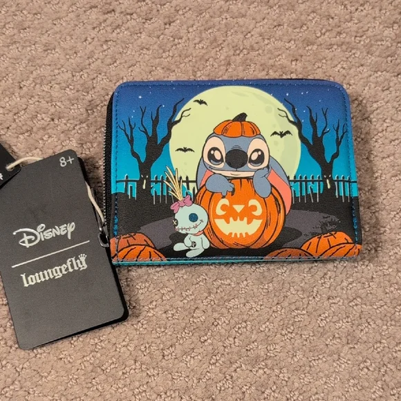Loungefly Disney Stitch Halloween Blue and Orange Wallet NWT - Picture 1 of 4